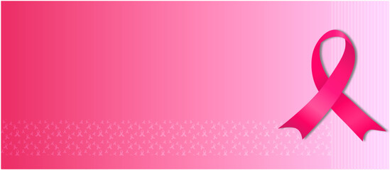 Background for banner with pink ribbon. Pink October. Breast Cancer Prevention Month. Space for writing.