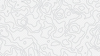 Mountain Line Terrain Contour Line Isolated on Transparent Background