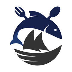 sailboat fish restaurant logo Icon Illustration Brand Identity