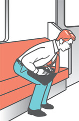 電車内　立ち上がる男性