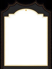 昔の劇場風フレーム・背景素材／黒（縦向き）