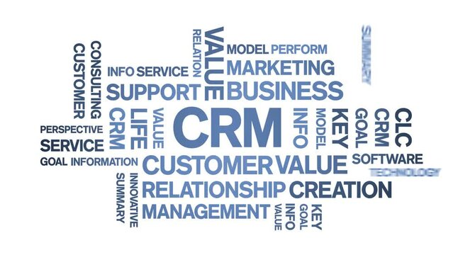 CRM animated tag word cloud;text design animation kinetic typography seamless loop.