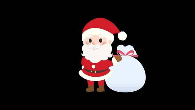 Animation of Santa Claus with alpha Loop video