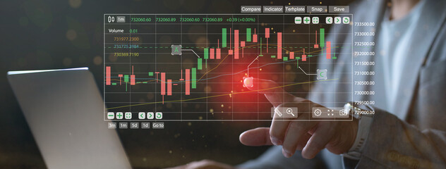 Technology for Future business Finance,  Modern graphic interface shows massive information of business sale report, Business strategy. Abstract icon. Digital marketing Concept.