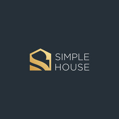 Simple house logo design with abstract letter S concept