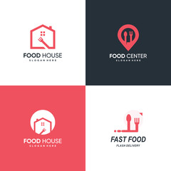 Food shop logo bundle with creative element style