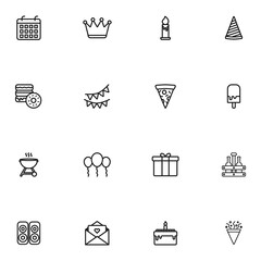 Set of Party and Celebration Line Icon