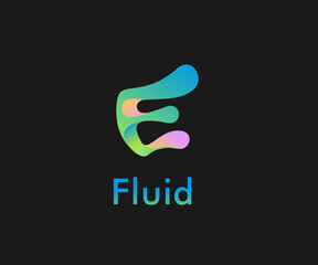 logotype liquid letter E logo design template for company