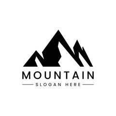 Mountain Logo Template. Vector Illustrator, pin mountain triangle.