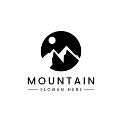 Mountain Silhouette Logo Icon in circle