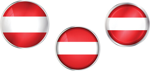 Round national flag pin of Austria.Circular vector flag of Austria