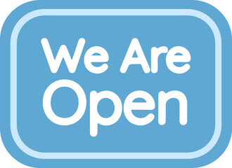 Blue We are Open Illustration