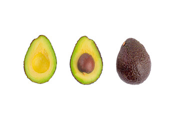 whole and half avocado isolated on transparent background close-up. - Powered by Adobe