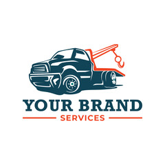 Truck towing logo template. Suitable logo for business related to automotive service business industry