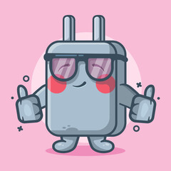 smart smartphone charger character mascot with thumb up hand gesture isolated cartoon in flat style design