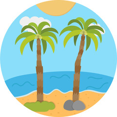 Fototapeta na wymiar Coconut Tree flat icon,linear,outline,graphic,illustration