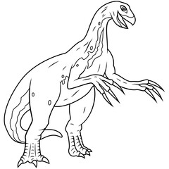 hand drawn of Therizinosaurus line art 