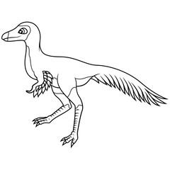 hand drawn of Mononykus line art 