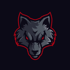 head wolf mascot logo gaming vector illustration