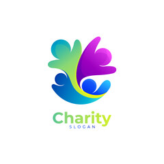 Abstract Family care logo design, people and social icon