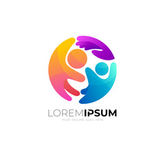 Charity icon, People care logo with colorful design vector