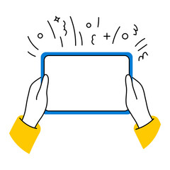 Hand drawn mockup used tablet touch screen gesture mockup.