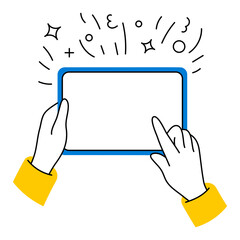 Hand drawn mockup used tablet touch screen gesture mockup.