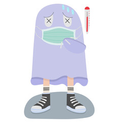 Sick flat icon,linear,outline,graphic,illustration