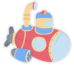 Submarine flat icon,linear,outline,graphic,illustration