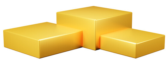 Gold Luxury cube podium platform 3d rendering for product presentation award