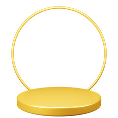 Gold Luxury podium platform with circle backdrop 3d rendering for product presentation award
