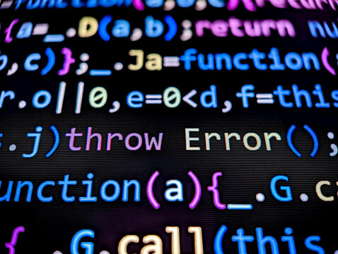 Error in computer code displayed on pixelated screen with colorful characters on dark background