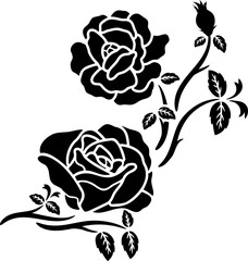 silhouette black motif rose flower decoration vector illustration background
