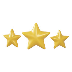 3d Rendering of 3 stars isolated on white.