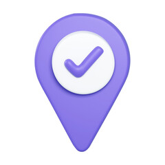 3d Rendering of correct location ,right way icon isolated on white.