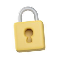 3d Rendering of Lock icon isolated on white.