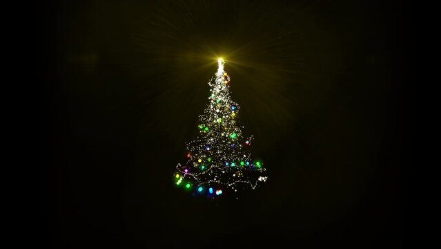 Magic christmas tree lights with alpha and looped for decoration or overlay.