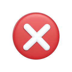 Obraz premium 3d Rendering of close icon X sign isolated on white.