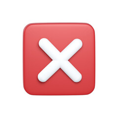 Obraz premium 3d Rendering of close icon X sign isolated on white.