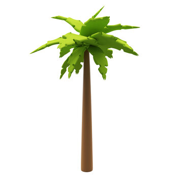 Summer Symbol Concept.3D Rendering Illustration Of Plam Tree In Cartoon Style.