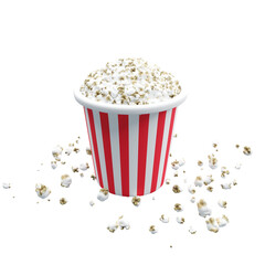 movie concept.3D rendering illustration of a bucket of popcorn.