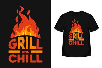 Grill Chill modern typography lettering t-shirt or poster design. Vector illustration inspiration quote logo text for business, print and advertising.