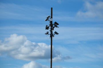 Fake surveillance cctv (closed circuit television) cameras installed in public park