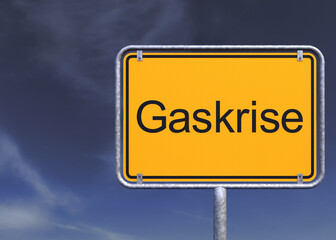 Obraz premium 3d Illustation - Ortsschild - Ortstafel - Gaskrise - Himmel - Wolken