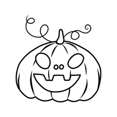 Halloween pumpkin. Scary Halloween pumpkin faces. Vector concept in doodle and sketch style. Outline pumpkin hand draw with brush style isolated on png or transparent texture, Halloween party