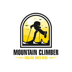 mountain climber illustration logo design
