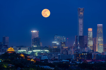 Family Reunion Day Concept: Chinese Traditional Festival Mid-Autumn Festival - moon at the night on the Mid-autumn Festival