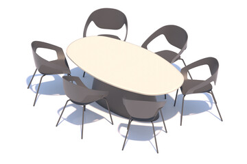 Isometric of meeting table.	