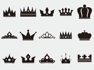 set simple black crown vector illustration EPS10