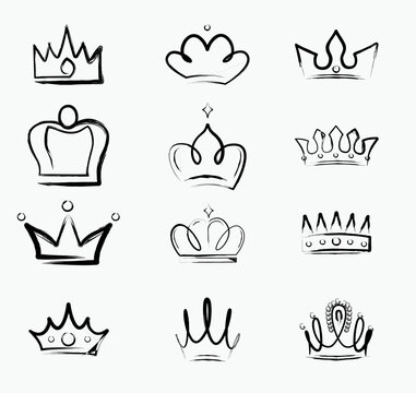 simple set artistic media crown icon vector illustration EPS10